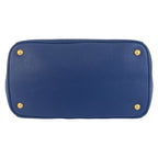 Prada Vitello Daino Blue Gold Leather Tote — view 9