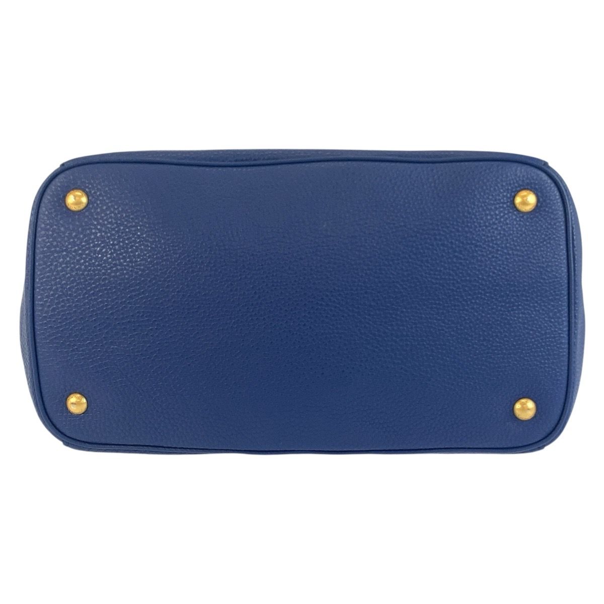 Prada Vitello Daino Blue Gold Leather Tote — view 9