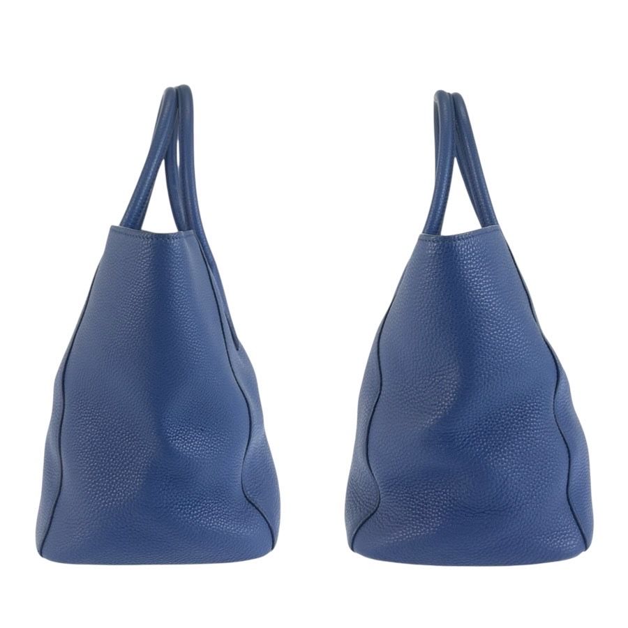 Prada Vitello Daino Blue Gold Leather Tote — view 7