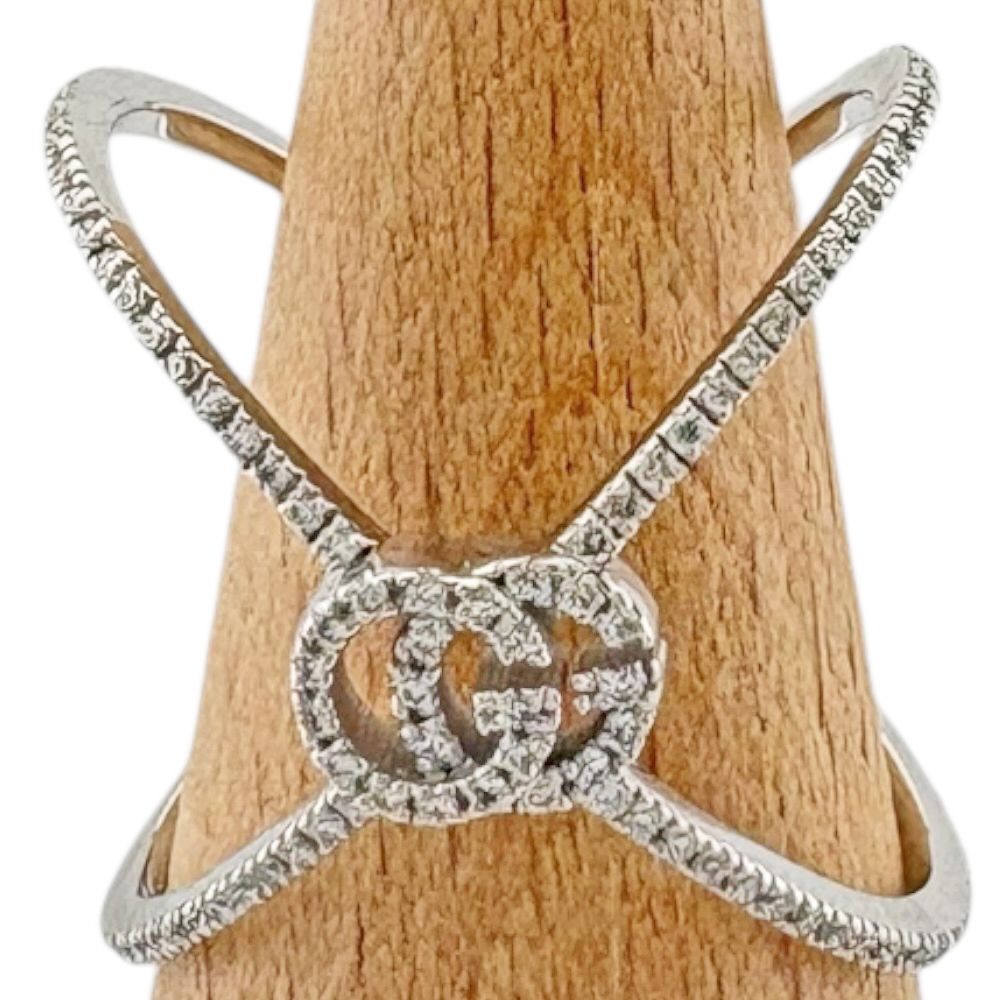 Gucci Italy GG Running Ring 18k White Gold Diamond