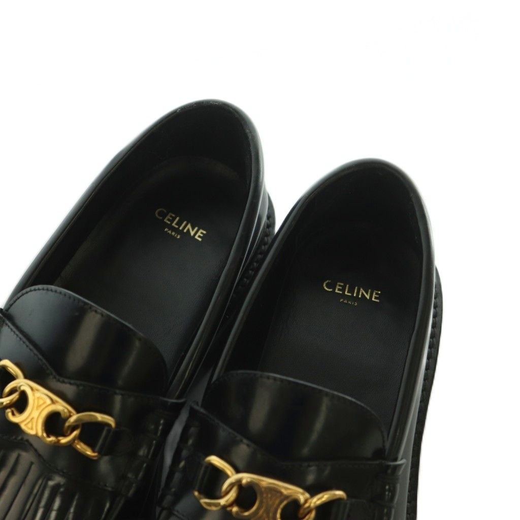 Celine with Triomphe Chain Margaret Loafers Leather 38 Black — view 4