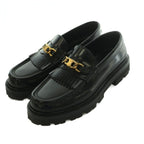 Celine with Triomphe Chain Margaret Loafers Leather 38 Black