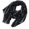 Louis Vuitton Shawl Large Monogram Etole Chain Fringe Black Scarf