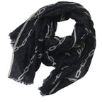 Louis Vuitton Shawl Large Monogram Etole Chain Fringe Black Scarf