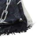 Louis Vuitton Shawl Large Monogram Etole Chain Fringe Black Scarf — view 7