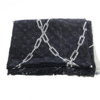 Louis Vuitton Shawl Large Monogram Etole Chain Fringe Black Scarf — view 6