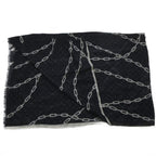 Louis Vuitton Shawl Large Monogram Etole Chain Fringe Black Scarf — view 4