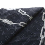 Louis Vuitton Shawl Large Monogram Etole Chain Fringe Black Scarf — view 8