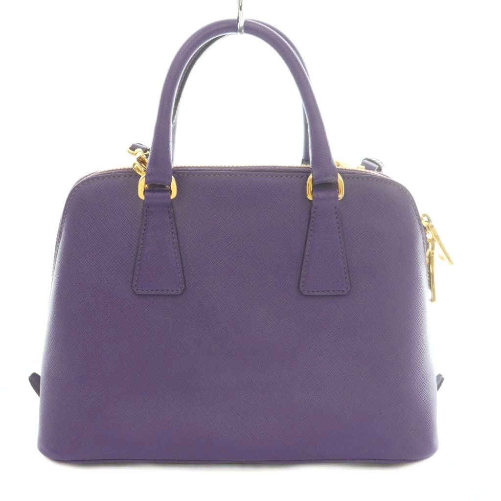 Prada Saffiano Luxe 2-Way Handbag Shoulder Triangle Plate Logo Bicolor Leather — view 3