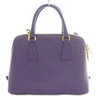 Prada Saffiano Luxe 2-Way Handbag Shoulder Triangle Plate Logo Bicolor Leather — view 3
