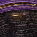 Prada Saffiano Luxe 2-Way Handbag Shoulder Triangle Plate Logo Bicolor Leather — view 4