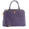 Prada Saffiano Luxe 2-Way Handbag Shoulder Triangle Plate Logo Bicolor Leather