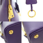 Prada Saffiano Luxe 2-Way Handbag Shoulder Triangle Plate Logo Bicolor Leather — view 8