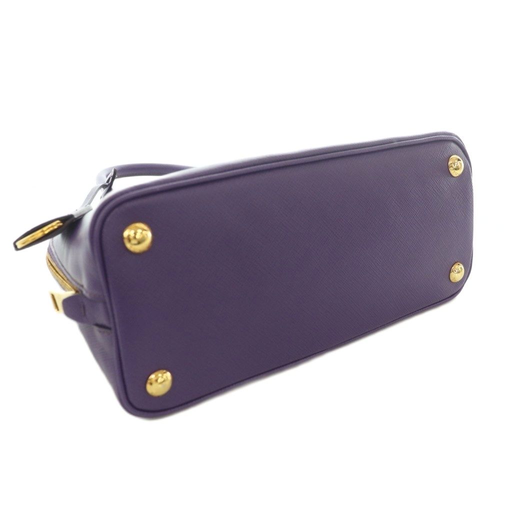 Prada Saffiano Luxe 2-Way Handbag Shoulder Triangle Plate Logo Bicolor Leather — view 7