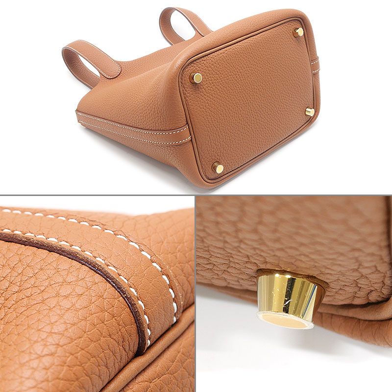 Hermes Picotin Lock PM Handbag Brown Gold — view 3