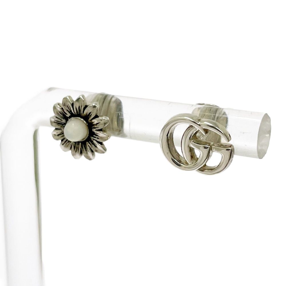 Gucci Silver Double Studs Flower Earrings — view 4
