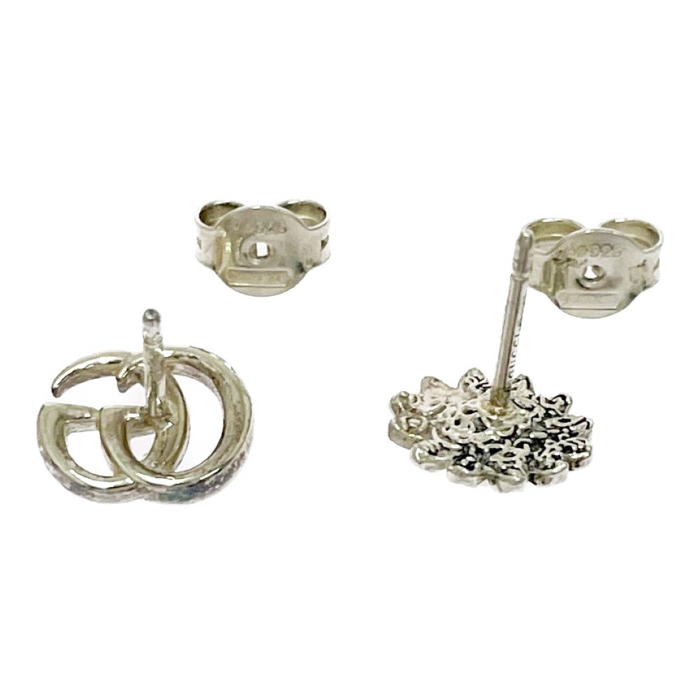 Gucci Silver Double Studs Flower Earrings — view 6