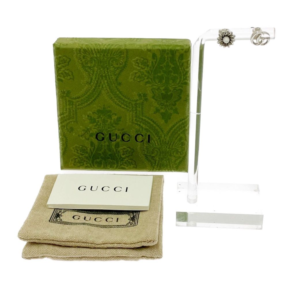 Gucci Silver Double Studs Flower Earrings