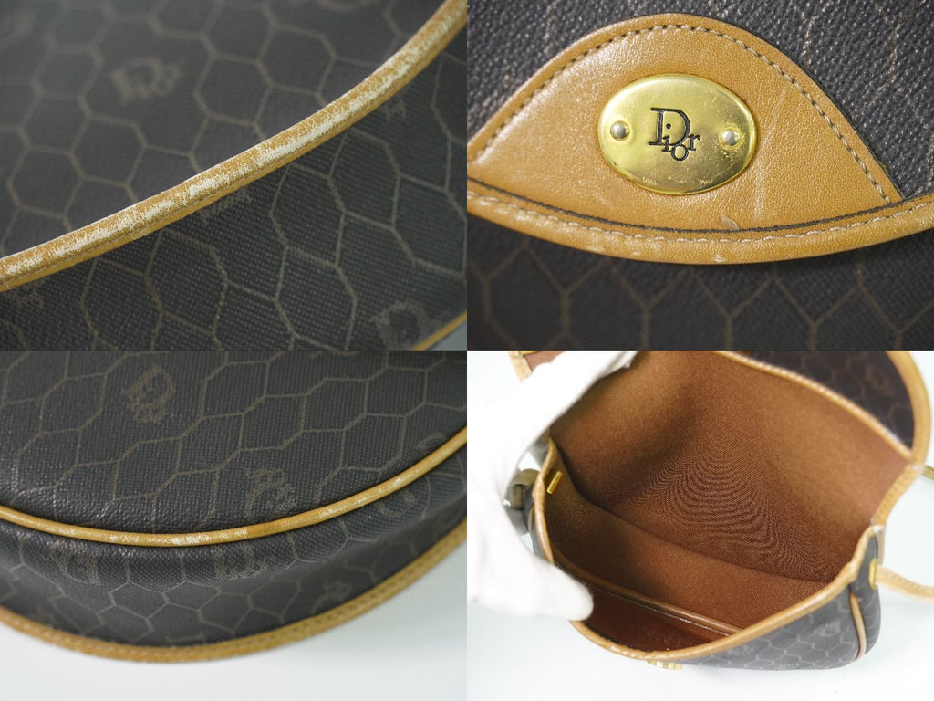 Dior Honeycomb Pattern Shoulder Bag Pochette Black — view 8