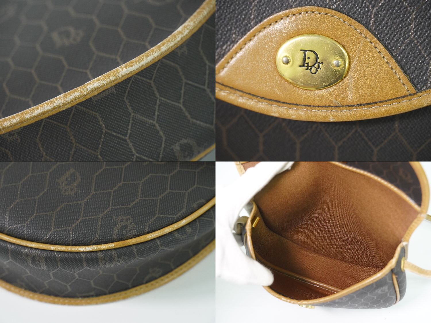 Dior Honeycomb Pattern Shoulder Bag Pochette Black — view 8