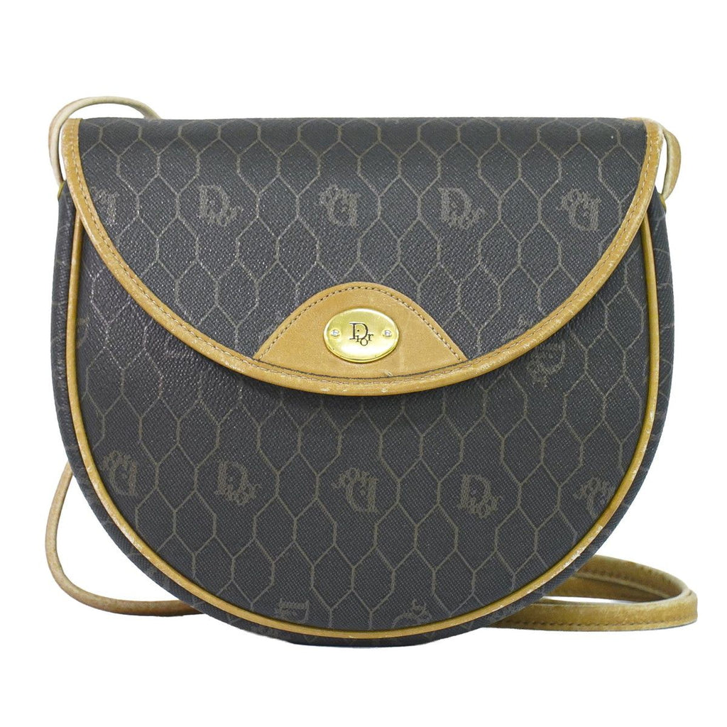 Dior Honeycomb Pattern Shoulder Bag Pochette Black