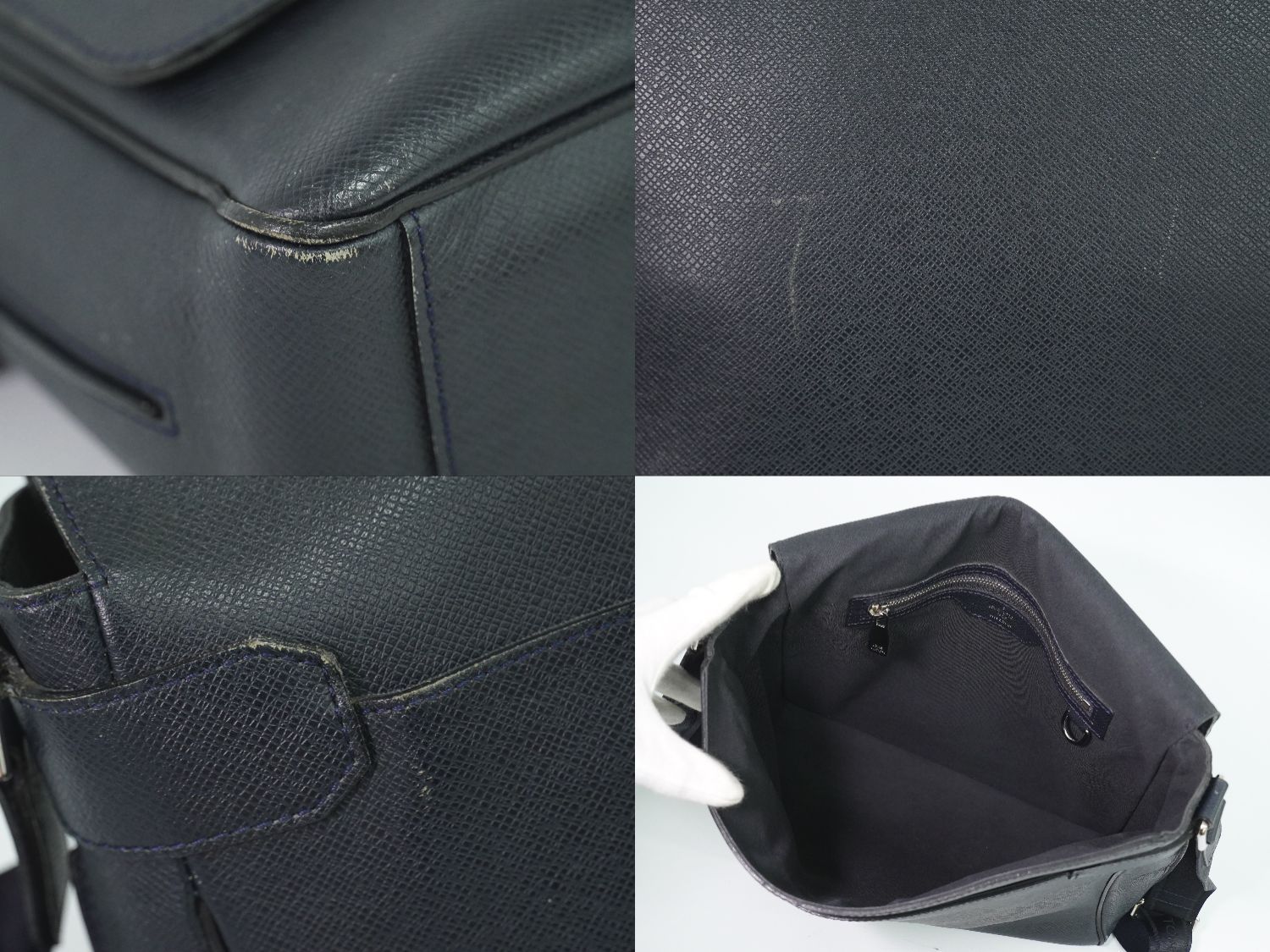 Louis Vuitton LV Roman MM Taiga Leather Shoulder Bag Boreal Dark Navy — view 7