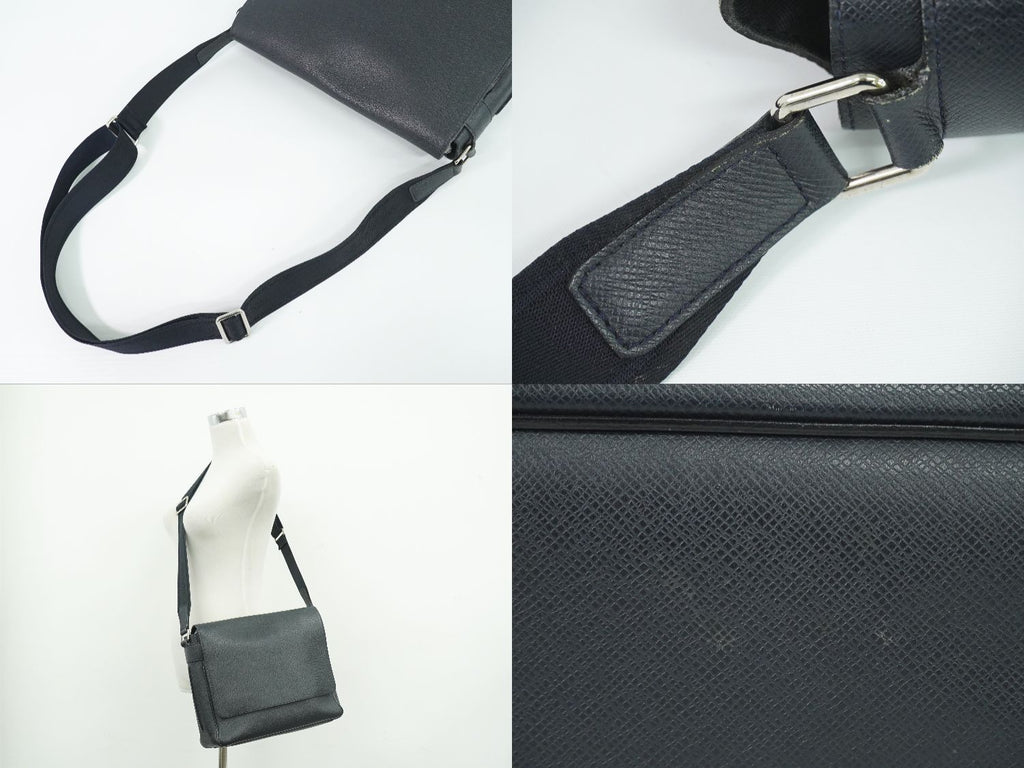 Louis Vuitton LV Roman MM Taiga Leather Shoulder Bag Boreal Dark Navy — view 6