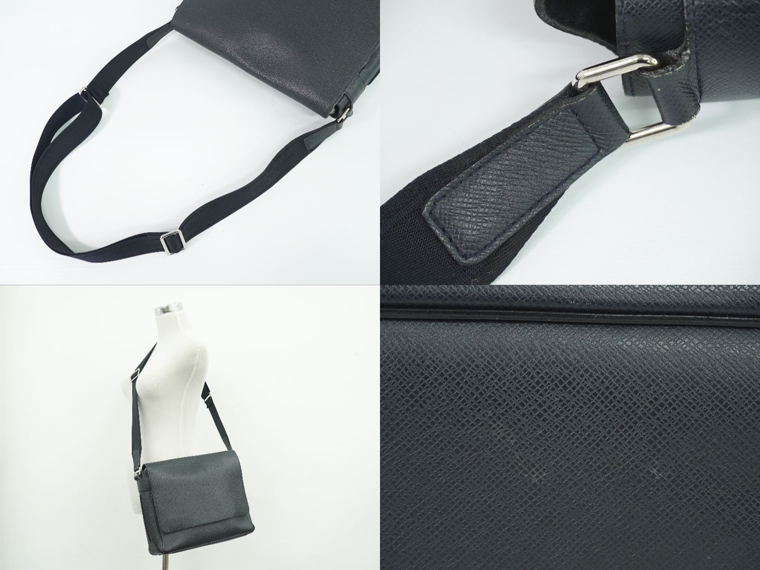 Louis Vuitton LV Roman MM Taiga Leather Shoulder Bag Boreal Dark Navy — view 6