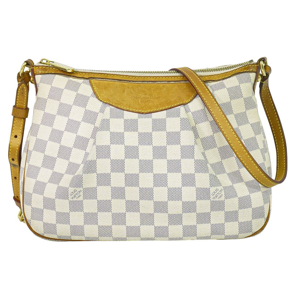 Louis Vuitton LV Siracusa PM Damier Azur Shoulder Bag Pochette White Gray