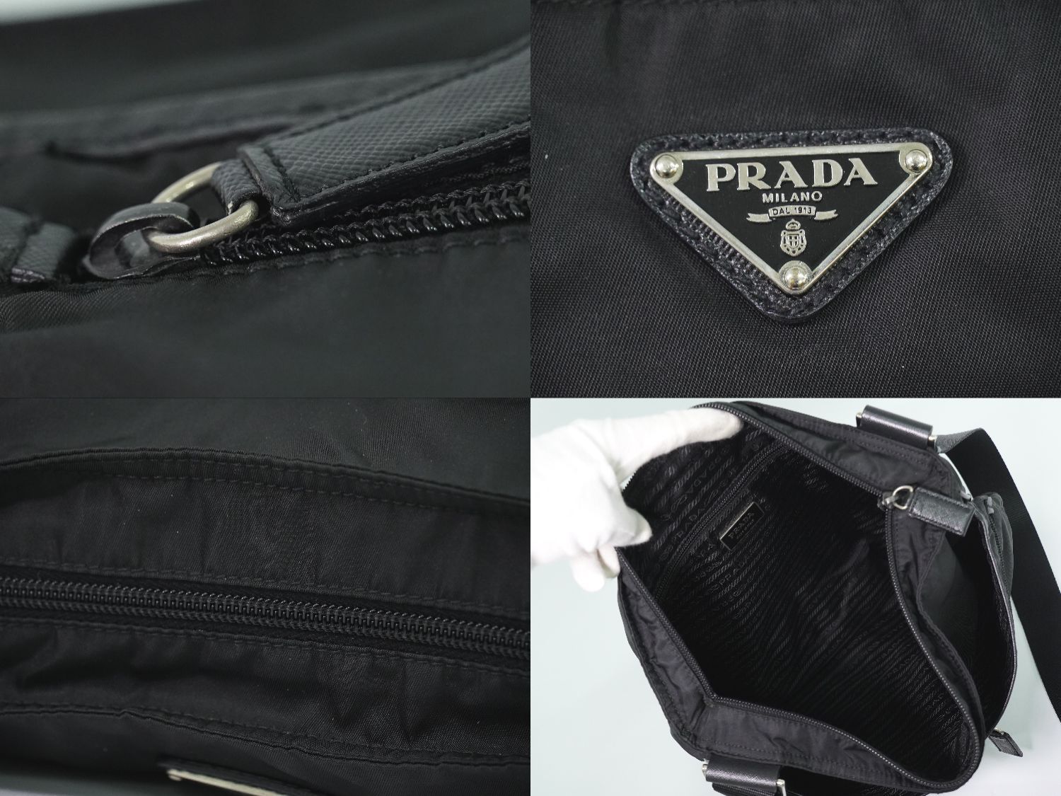 Prada Nylon Shoulder Bag Pochette Black — view 8