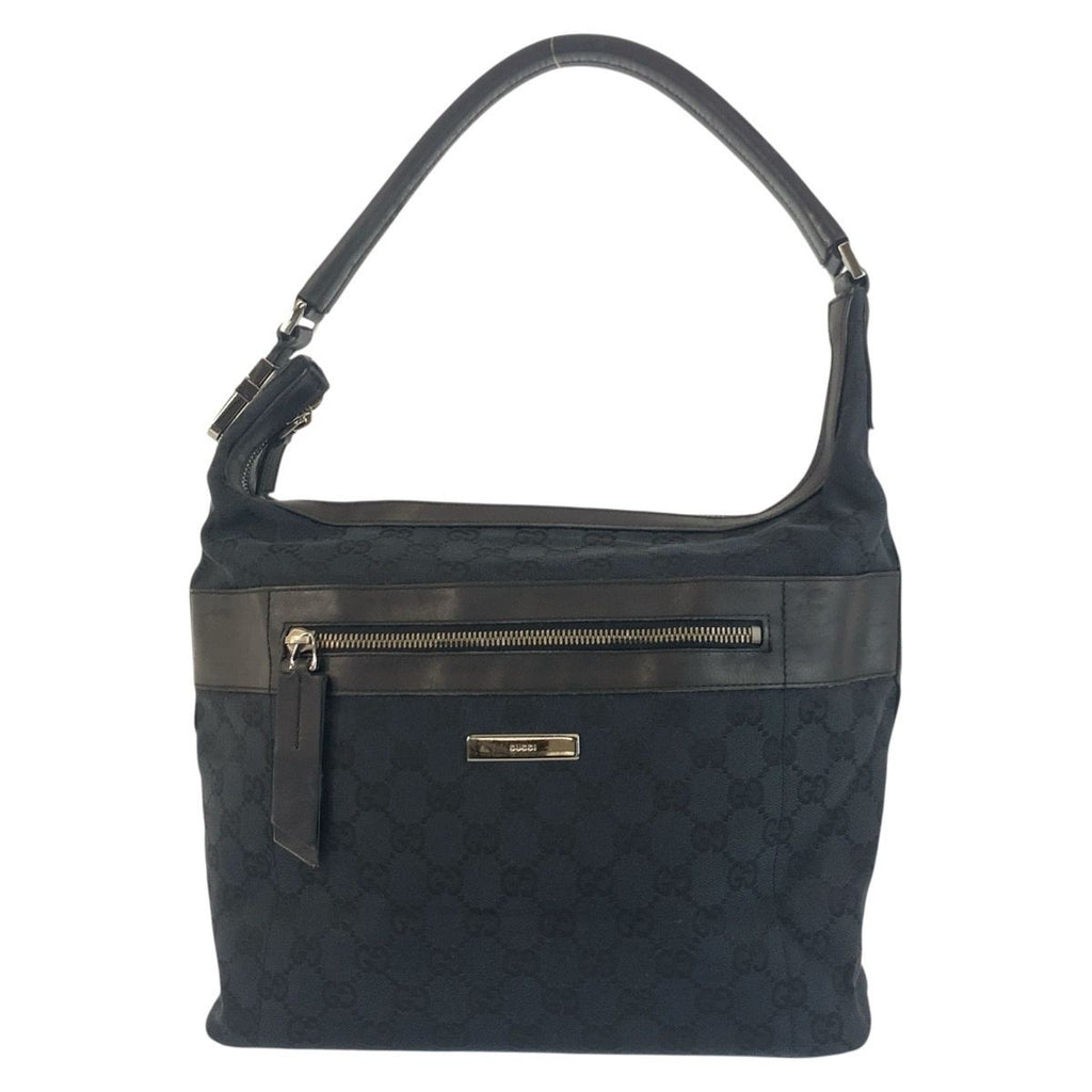 Gucci Black Silver GG Canvas Leather 001 Shoulder