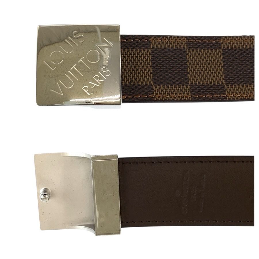 Louis Vuitton Damier Ceinture Carre Brown Silver Belt — view 4