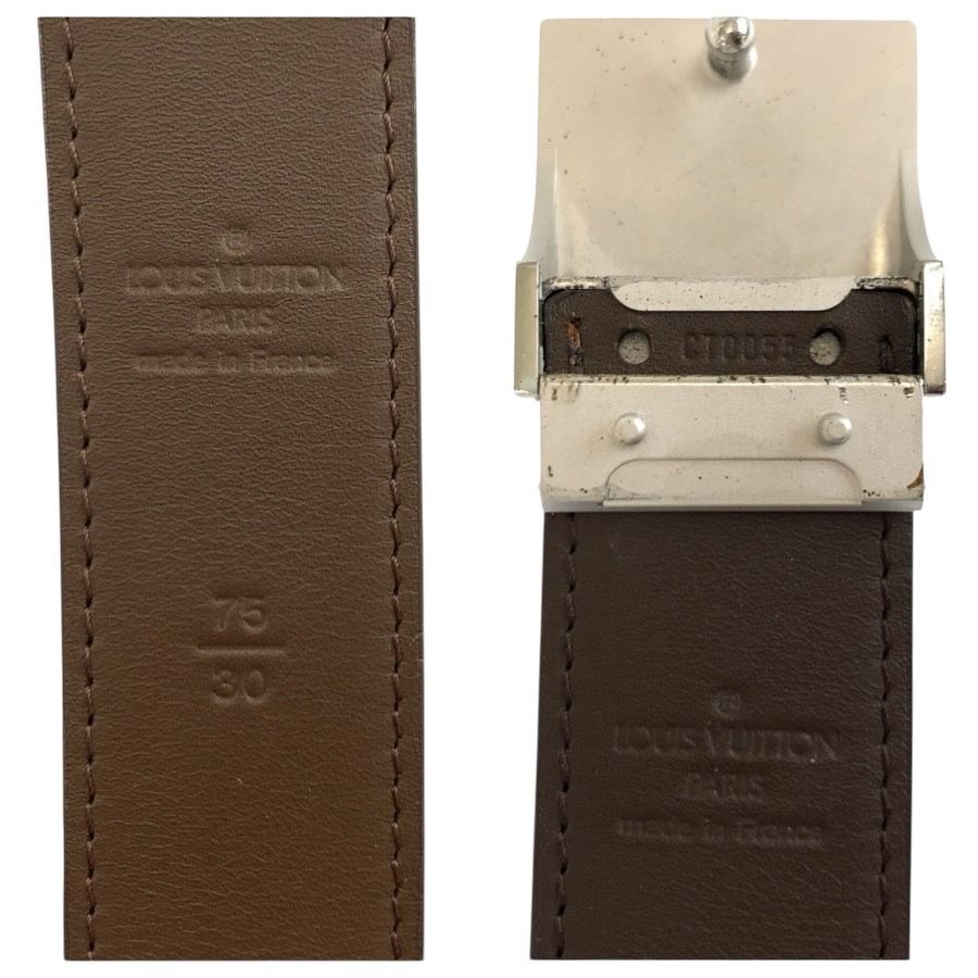 Louis Vuitton Damier Ceinture Carre Brown Silver Belt — view 3