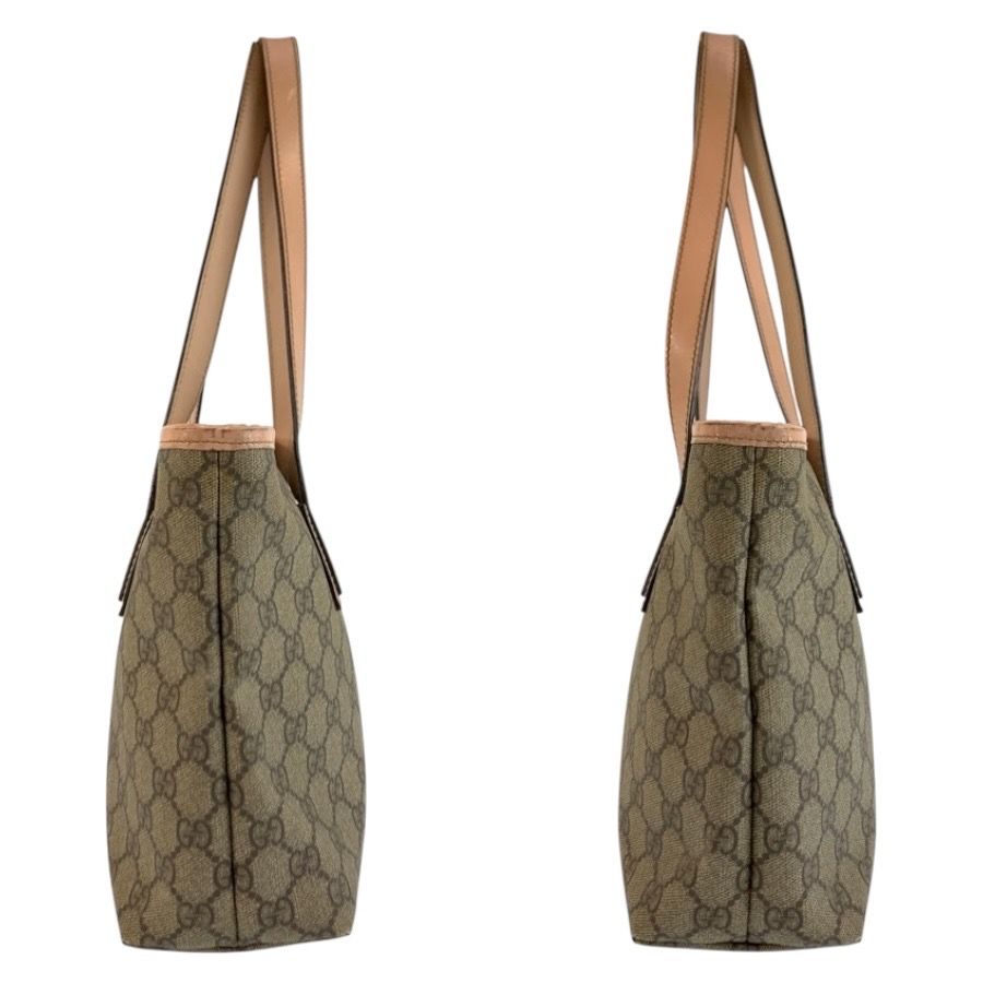 Gucci Pink Beige GG Supreme Canvas Leather Tote — view 8