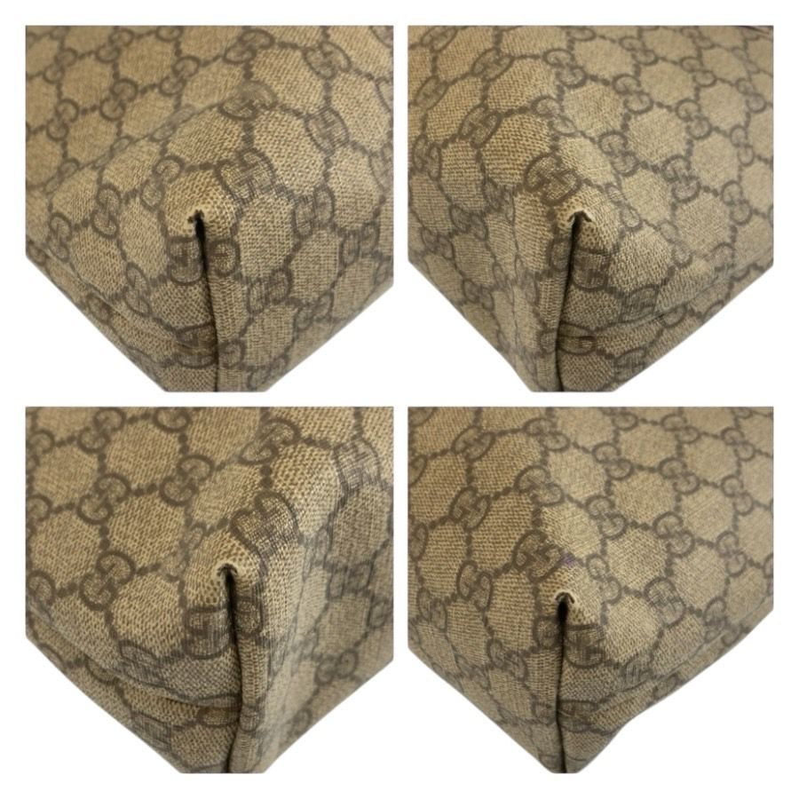 Gucci Pink Beige GG Supreme Canvas Leather Tote — view 4