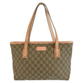 Gucci Pink Beige GG Supreme Canvas Leather Tote