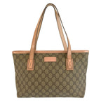 Gucci Pink Beige GG Supreme Canvas Leather Tote