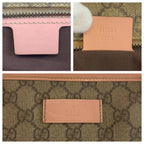 Gucci Pink Beige GG Supreme Canvas Leather Tote — view 3