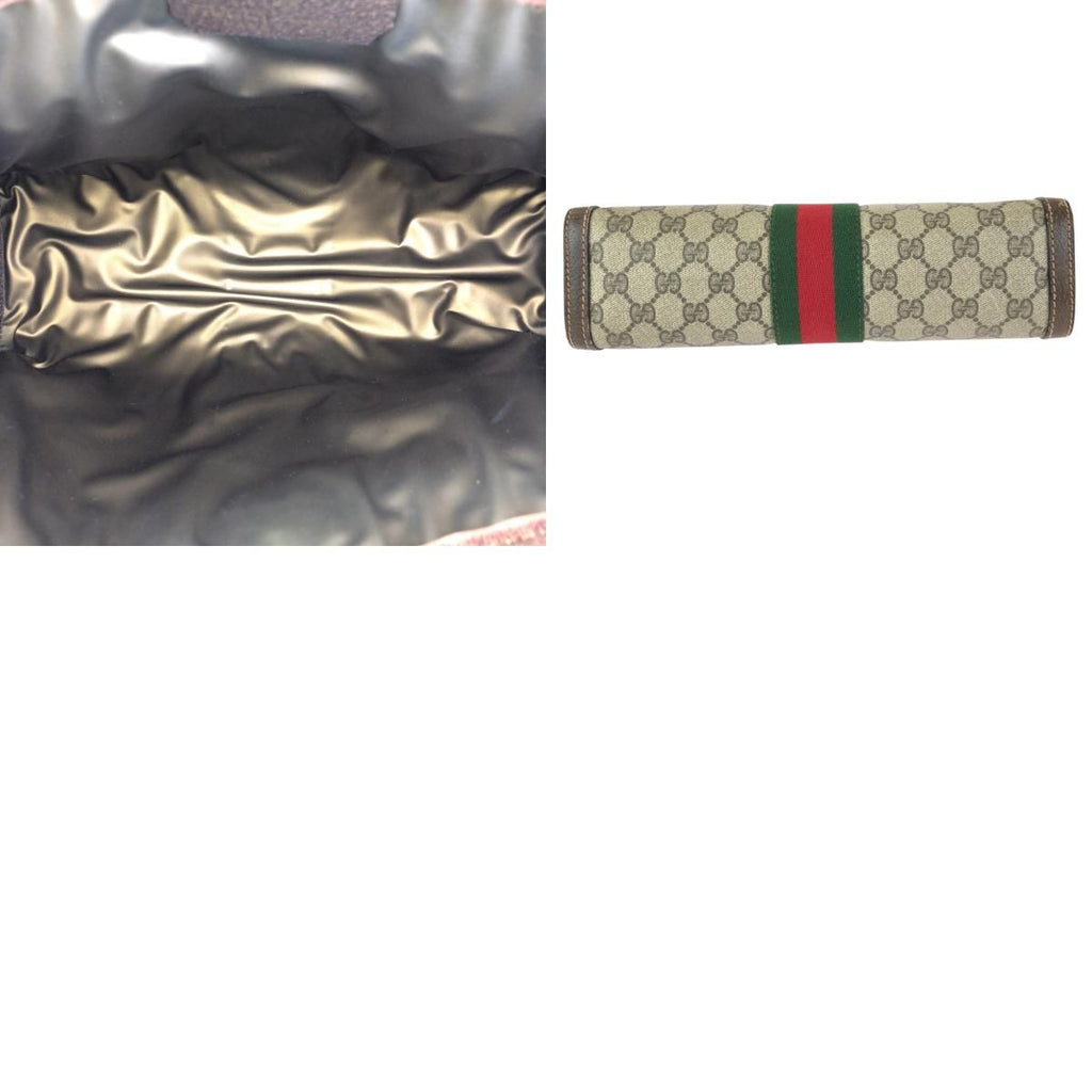 Gucci Vintage Sherry Line Beige Brown GG Supreme Canvas Clutch — view 9