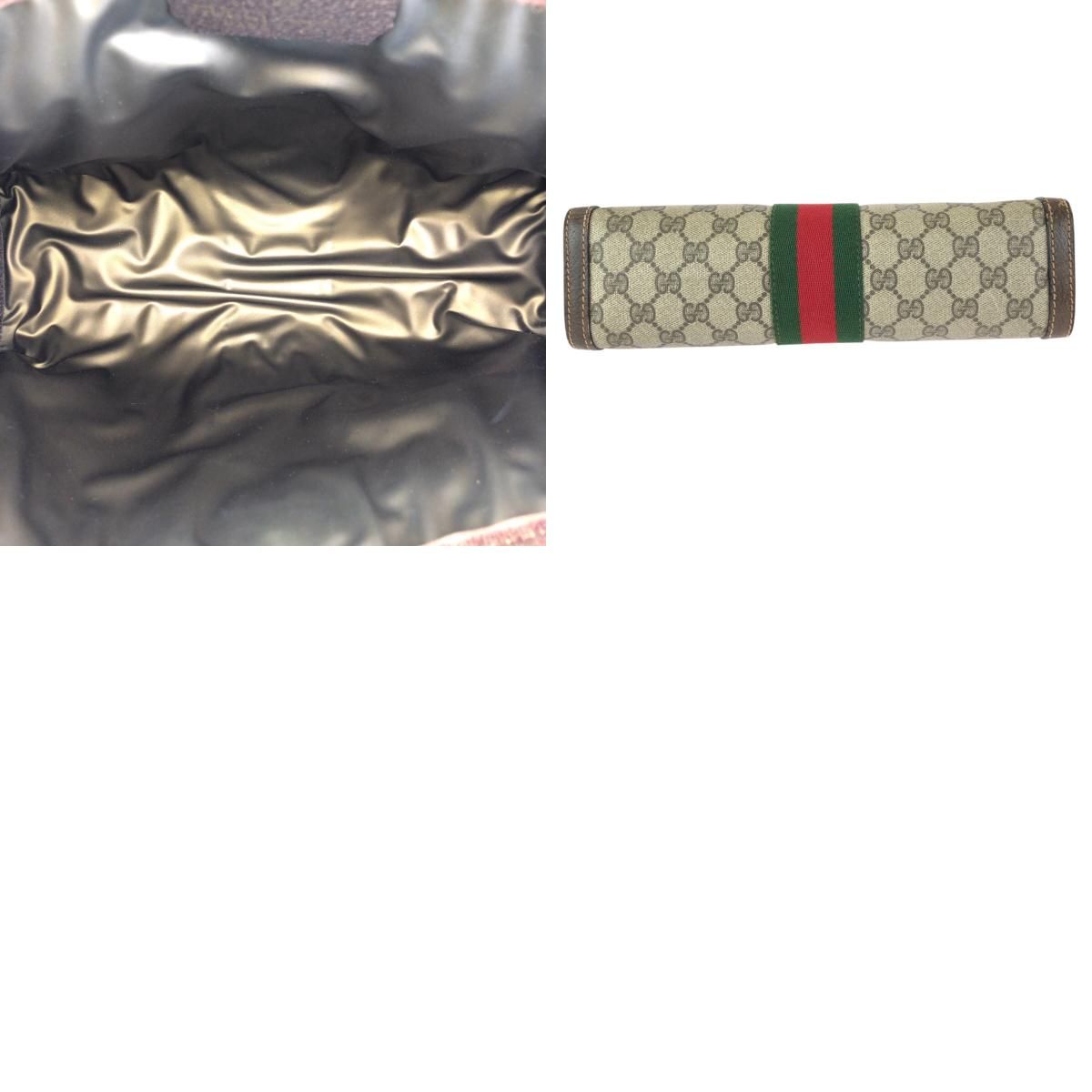 Gucci Vintage Sherry Line Beige Brown GG Supreme Canvas Clutch — view 9