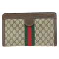 Gucci Vintage Sherry Line Beige Brown GG Supreme Canvas Clutch