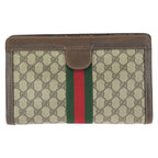 Gucci Vintage Sherry Line Beige Brown GG Supreme Canvas Clutch