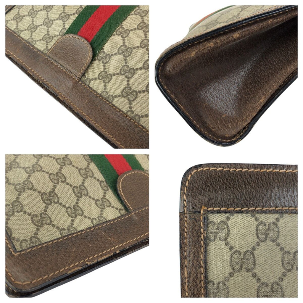 Gucci Vintage Sherry Line Beige Brown GG Supreme Canvas Clutch — view 6