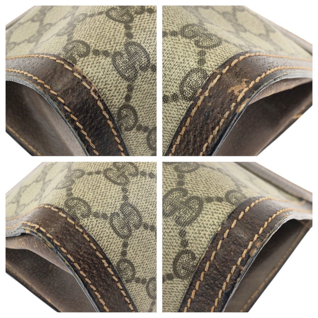Gucci Vintage Sherry Line Beige Brown GG Supreme Canvas Clutch — view 3