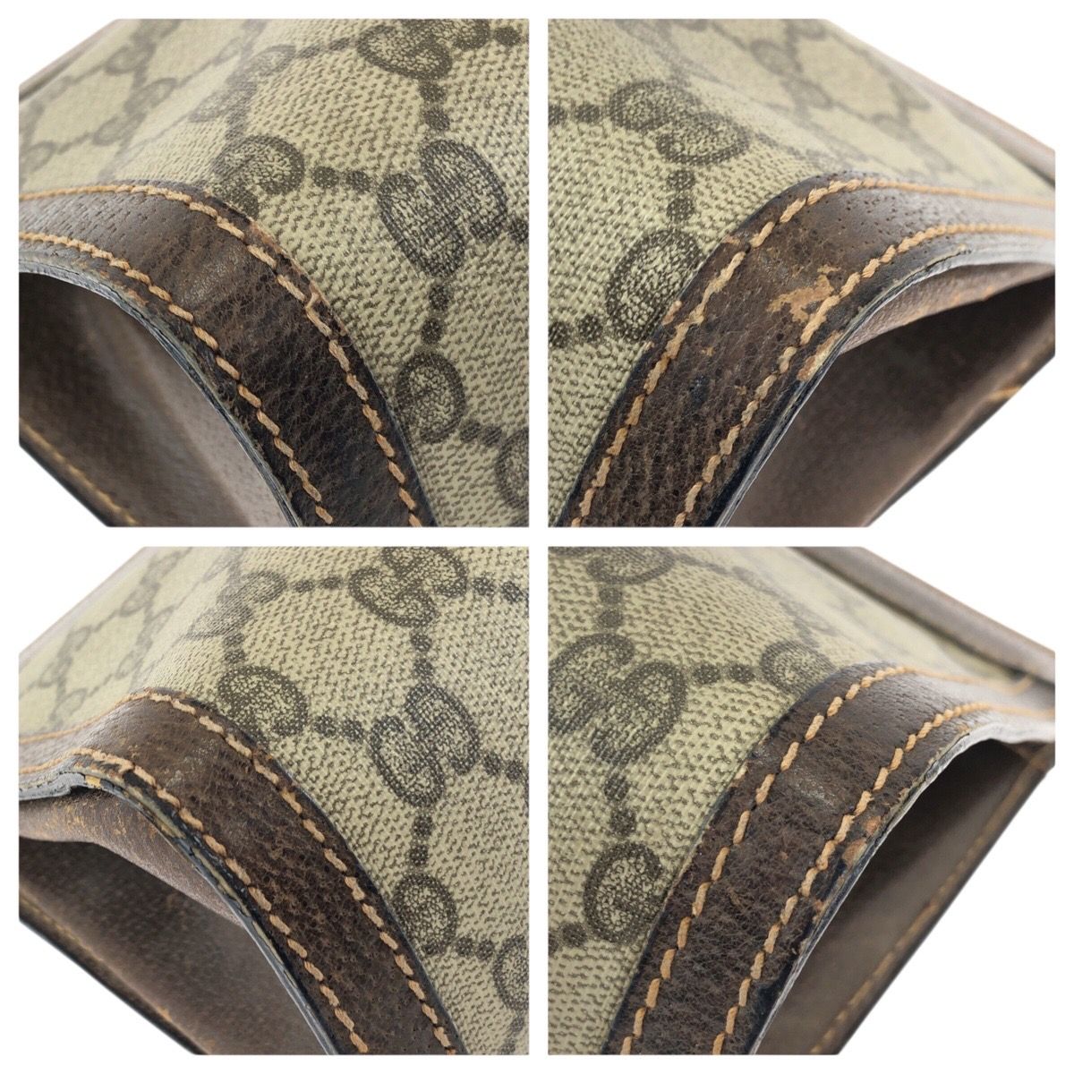 Gucci Vintage Sherry Line Beige Brown GG Supreme Canvas Clutch — view 3