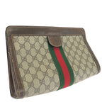 Gucci Vintage Sherry Line Beige Brown GG Supreme Canvas Clutch — view 5