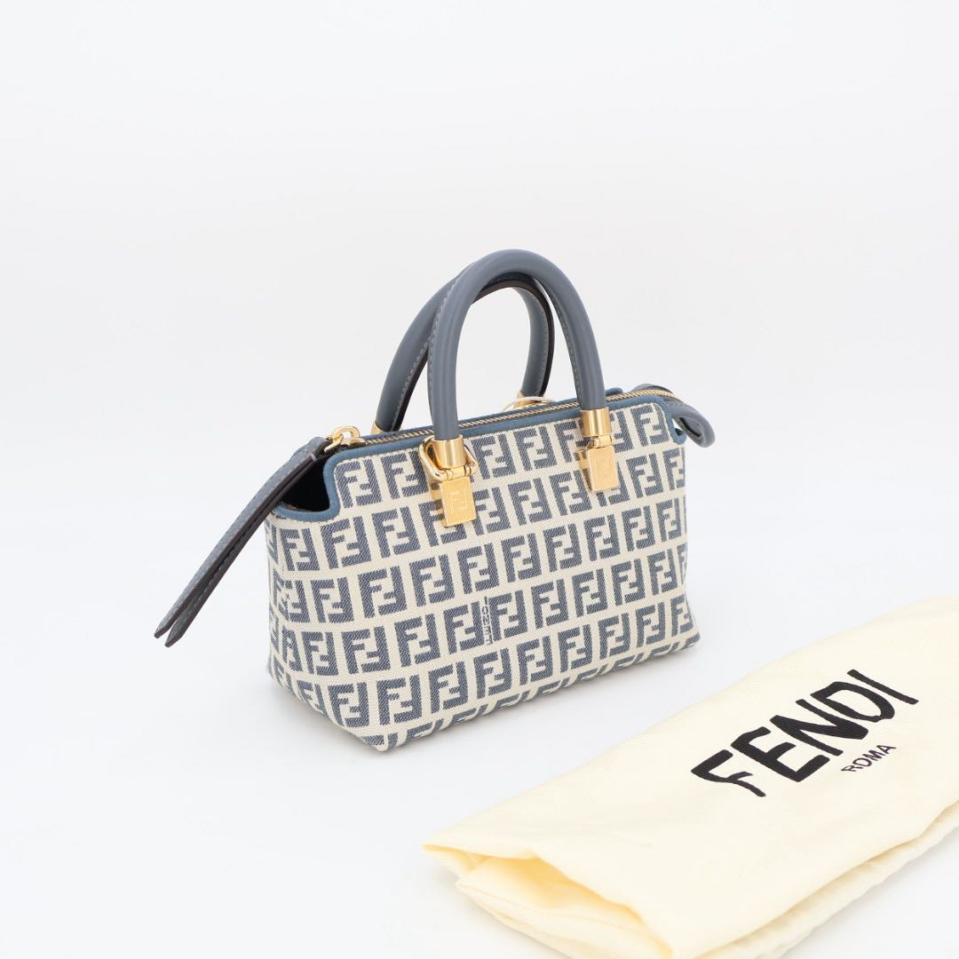 Fendi Boston Bag by the Way Mini Fabric Pouch FF Motif Arbn