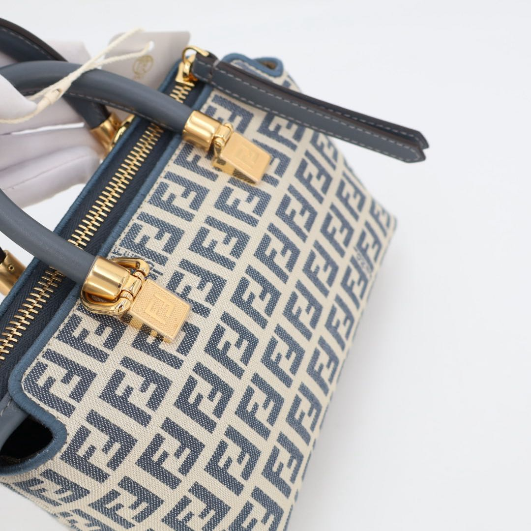 Fendi Boston Bag by the Way Mini Fabric Pouch FF Motif Arbn — view 6