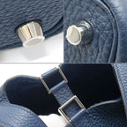 Hermes Picotin Lock PM Handbag Navy Silver — view 6