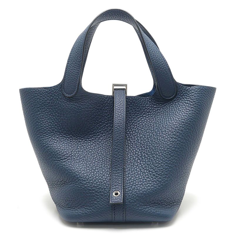 Hermes Picotin Lock PM Handbag Navy Silver